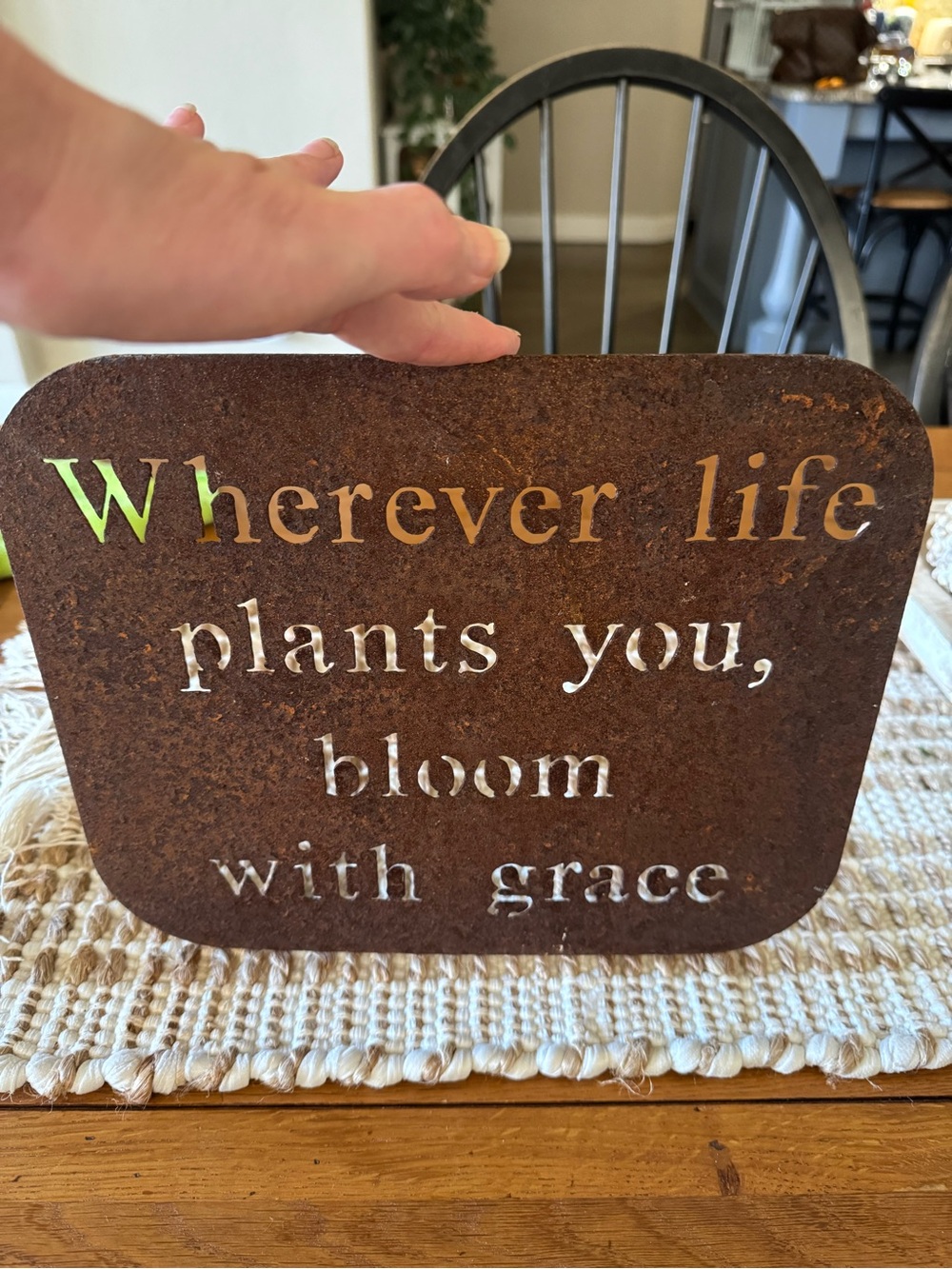 Rustic Metal Sign - "Wherever life plants you, bloom with grace" - Picture 2 of 4